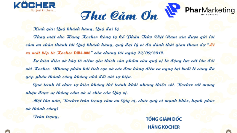 Mục đích của thư cảm ơn khách hàng là thể hiện lòng biết ơn tới khách hàng